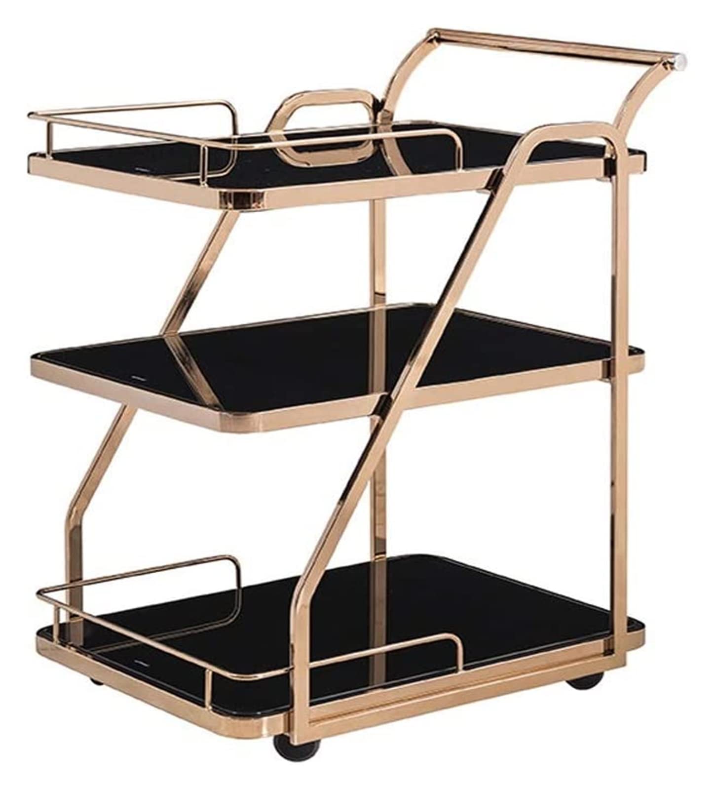 TKJfdTY Bar Serving Cart For Hotel Luxury Restaurant, Mini Bar Cocktail Trolley Bar Cart Camping Trolley Drinks Cart Made Of Metal And Tempered Glass Cream Sideboard Tea Trolleys