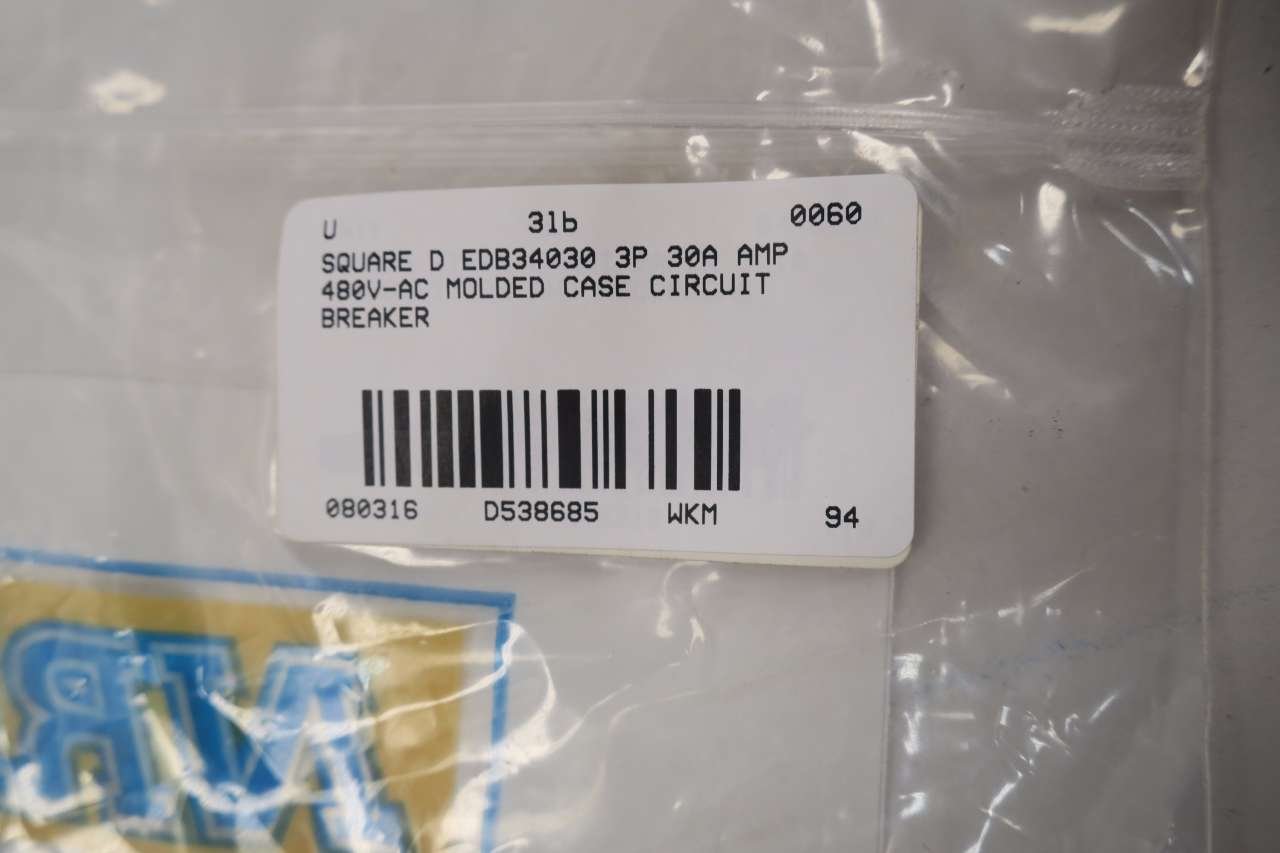 SQUARE D EDB34030 3P 30A AMP 480V-AC MOLDED CASE CIRCUIT BREAKER D538685