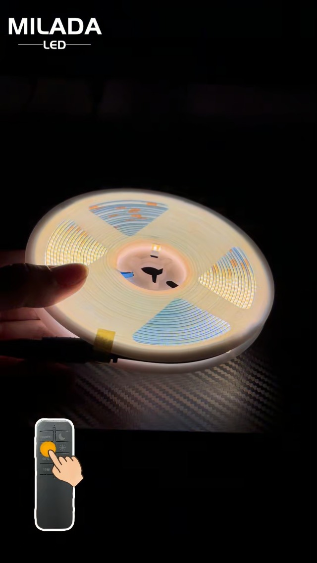 Image of 20FT /6M COB LED Strip Light 3000K Warm White High Lumen Dimmable Strip Paired with RF Remote 24V Ul Certified Adapter Suitable for Bedroom Cabinets