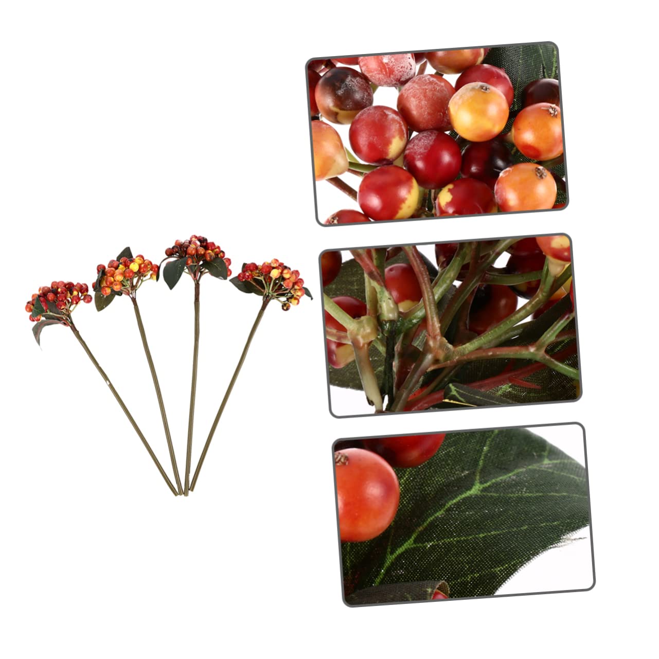 Abaodam 12stücke Realistische Beeren-Bouquets Für -Dekorationen Künstliche Beeren Für Weihnachtsdeko Rot Orange Lebendige Und Flexibele Arrangements Für Vasen Und Weihnachtsbaumdeko