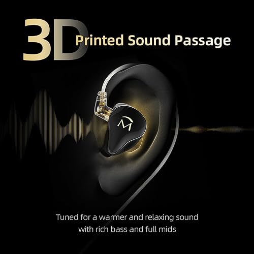 Miniatura 4 de SHANLING Auriculares intrauditivos Music1, controlador dinámico de 0.354 in, auriculares IEM con controles de micrófono y reproducción, auriculares