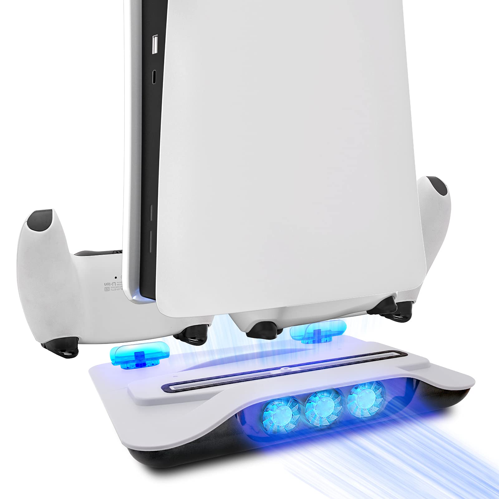 ECHZOVE PS5 Accessories, PS5 Charger Station, PS5 Controller Charger Station with Cooling Fans and LED Indicator and 2 in 1 Cable, 3 Levels Adjustable Fan Speed - Black