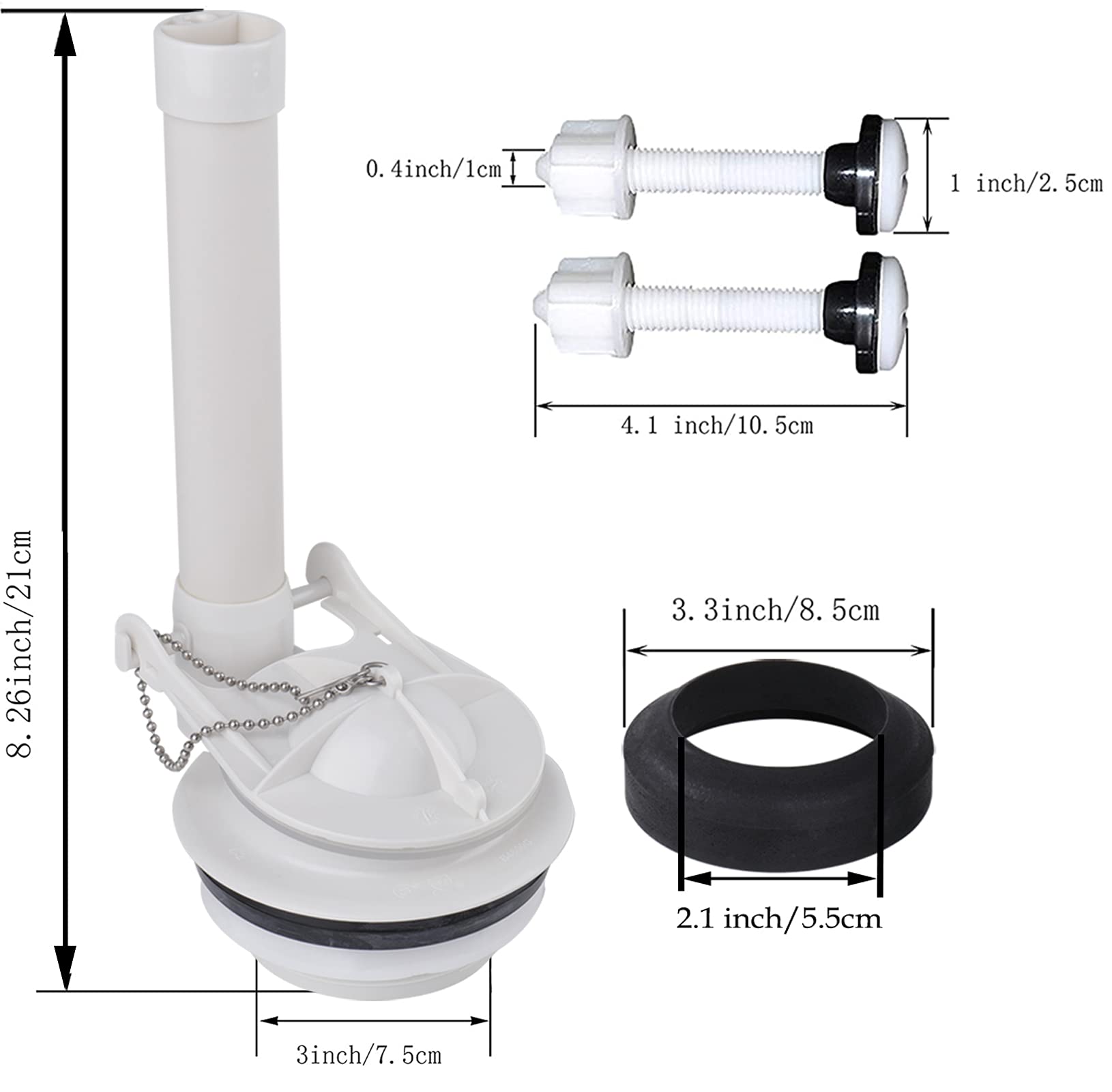 3-Inch Toilet Flush Valve Replacement Saving Toilet Repair Kit with Gasket and Bolts Compatible with American Standard 738921-100.0070A Two-Piece Toilet image_1
