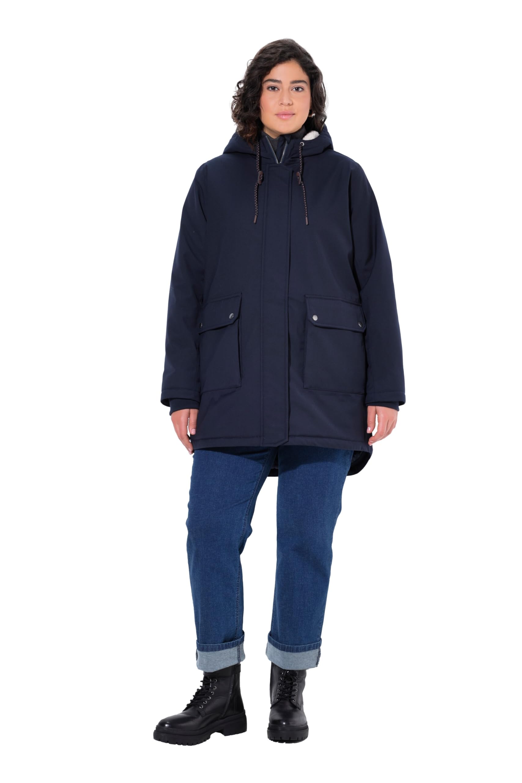 Ulla Popken Damen große Größen Übergrößen Plus Size HYPRAR Funktions-Steppjacke, wasserdicht, Teddyfleece 822104