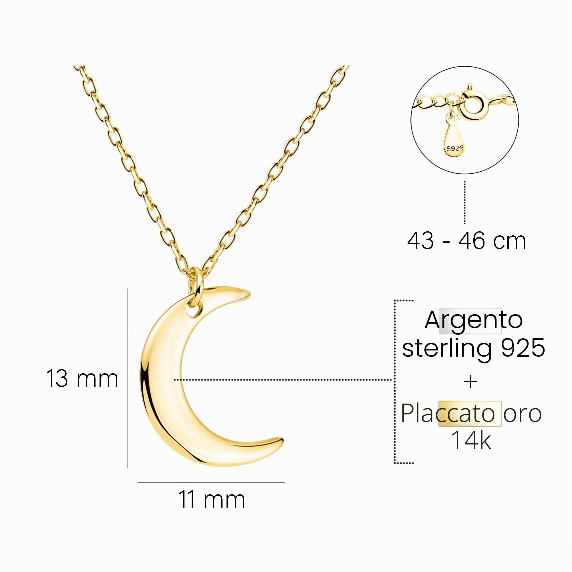 Sofia Milani - Collana da Donna in Argento 925 - Ciondolo a Luna