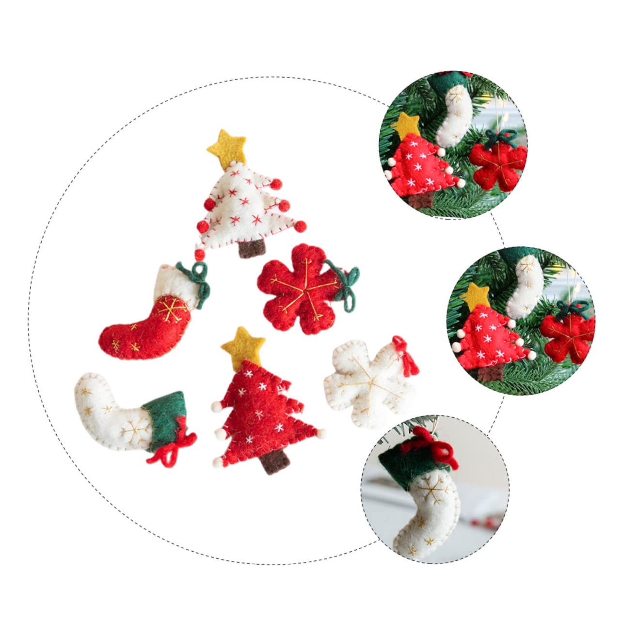 PRETYZOOM 2 Set Di Mini Pendenti in Feltro Di Lana A Forma Di Albero Di Natale Da Appendere Per Decorazioni Per Feste 6 Pezzi * 2