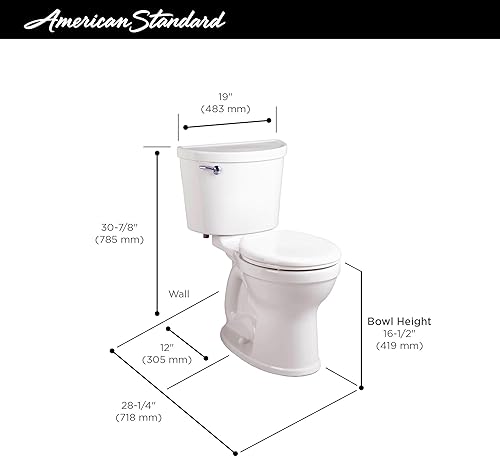 Miniatura 3 de American Standard 211BA.104.020 Champion PRO Altura derecha Redondo Delantero 1.28 gpf Inodoro Menos Asiento, Blanco