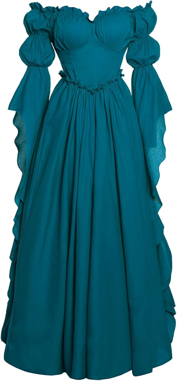 Vibsion Medieval Renaissance Costume Dress Regency Dresses for Women Victorian