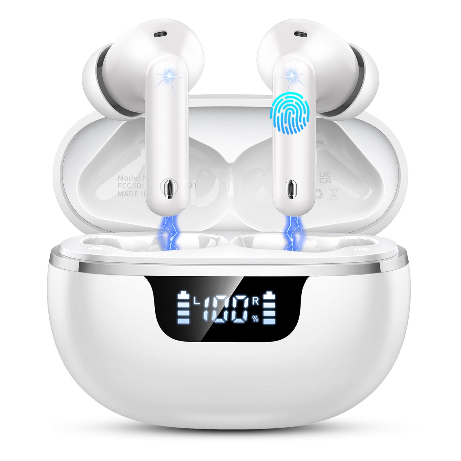 Donerton Wireless Earbuds, 50H Spielzeit In Ear Ohrhörer Stereo HiFi, Bluetooth 5.4 Kopfhörer Deep Bass, IP7 wasserdichte Ohrhörer mit LED Display, Ohrhörer mit 4 ENC Noise Cancelling Mikrofons