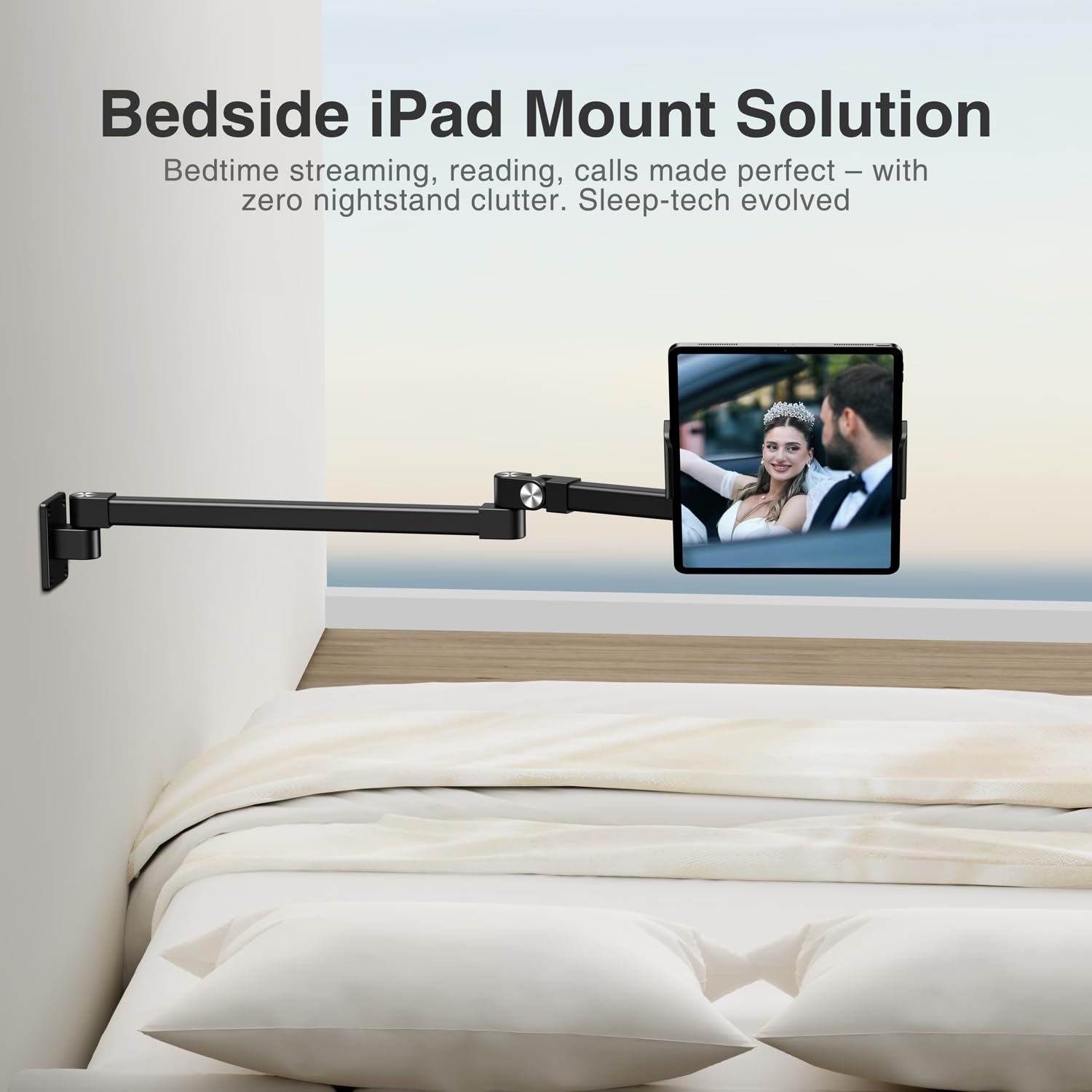 elitehood Supporto da parete per iPad, braccio lungo, estensibile, in alluminio, per tablet, casa, cucina, ufficio, compatibile con iPad Pro, Air, Galaxy Tab, Kindle, iPhone e tutti i tablet da 4,7-13