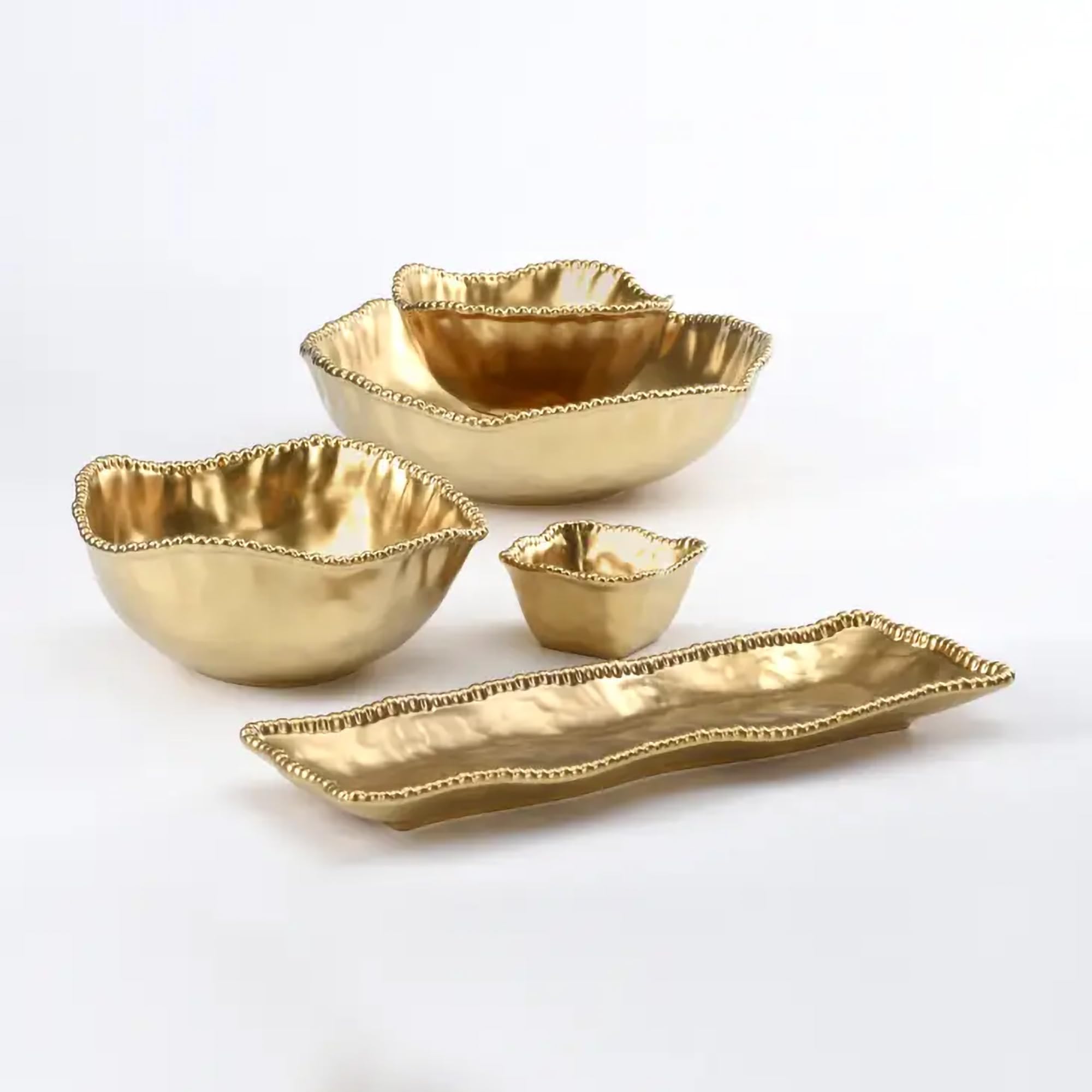 Ensaladera grande de porcelana chapada en titanio, 10.5 pulgadas, tono dorado mate, horno, congelador, apto para lavavajillas, MCA1721 6