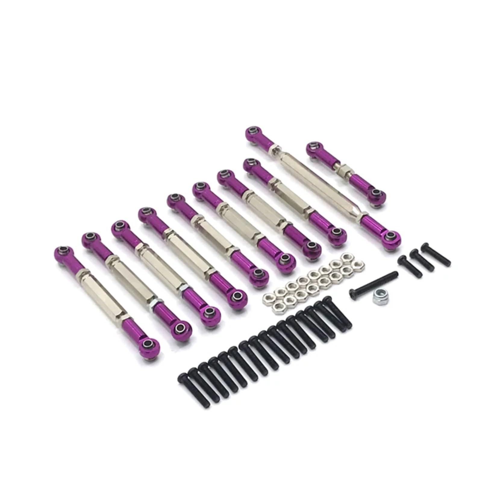 MIXVZARF RC Upgrade Accessories for WPL C14 C24 1/16 RC Car Upgrade Parts Metal Pull Rod Steering Link Rod for Chassis Rod Steering Rod Kit Parts Accessories(Purple)