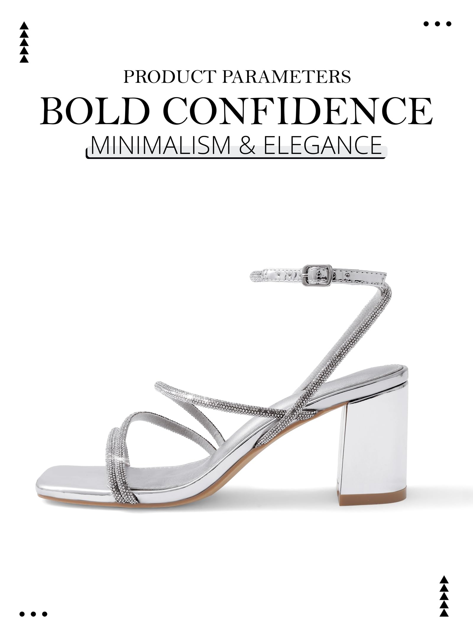 LACUONE Strappy Heels for women Square Toe Chunky Block Heels Ankle Buckle Pump Heeled Sandals
