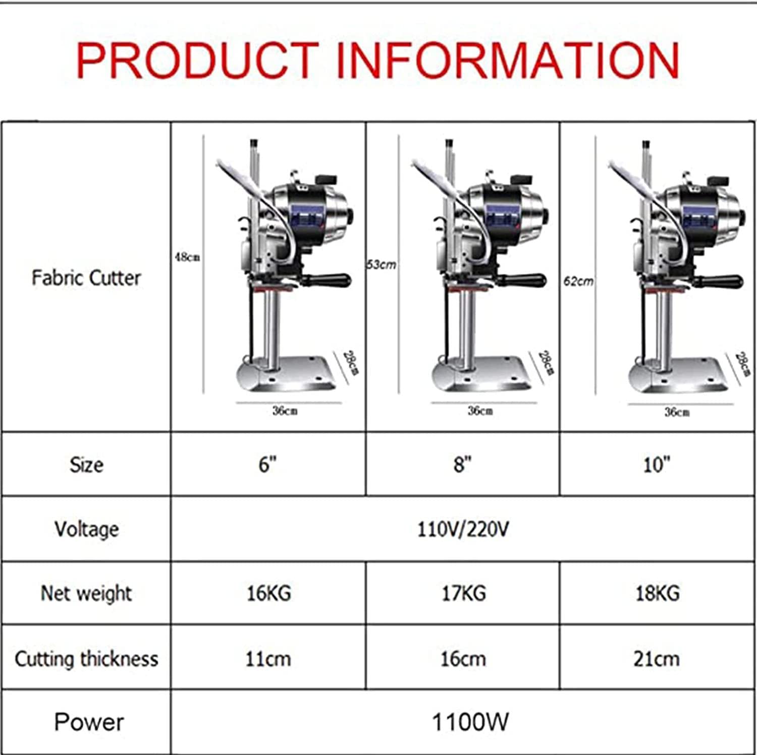 Máquina cortadora de tela eléctrica vertical, 6", 8", 10", 12", 13", 15" Cortadora de tela rotativa eléctrica grande de 1100 W industrial, máquina con automático para cortar cuero/caucho/cartón, 15"-1