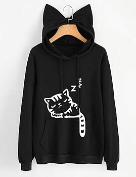 Amazon.com: Lziizl Women Girl Hoodies Cute Cat Ear Novelty