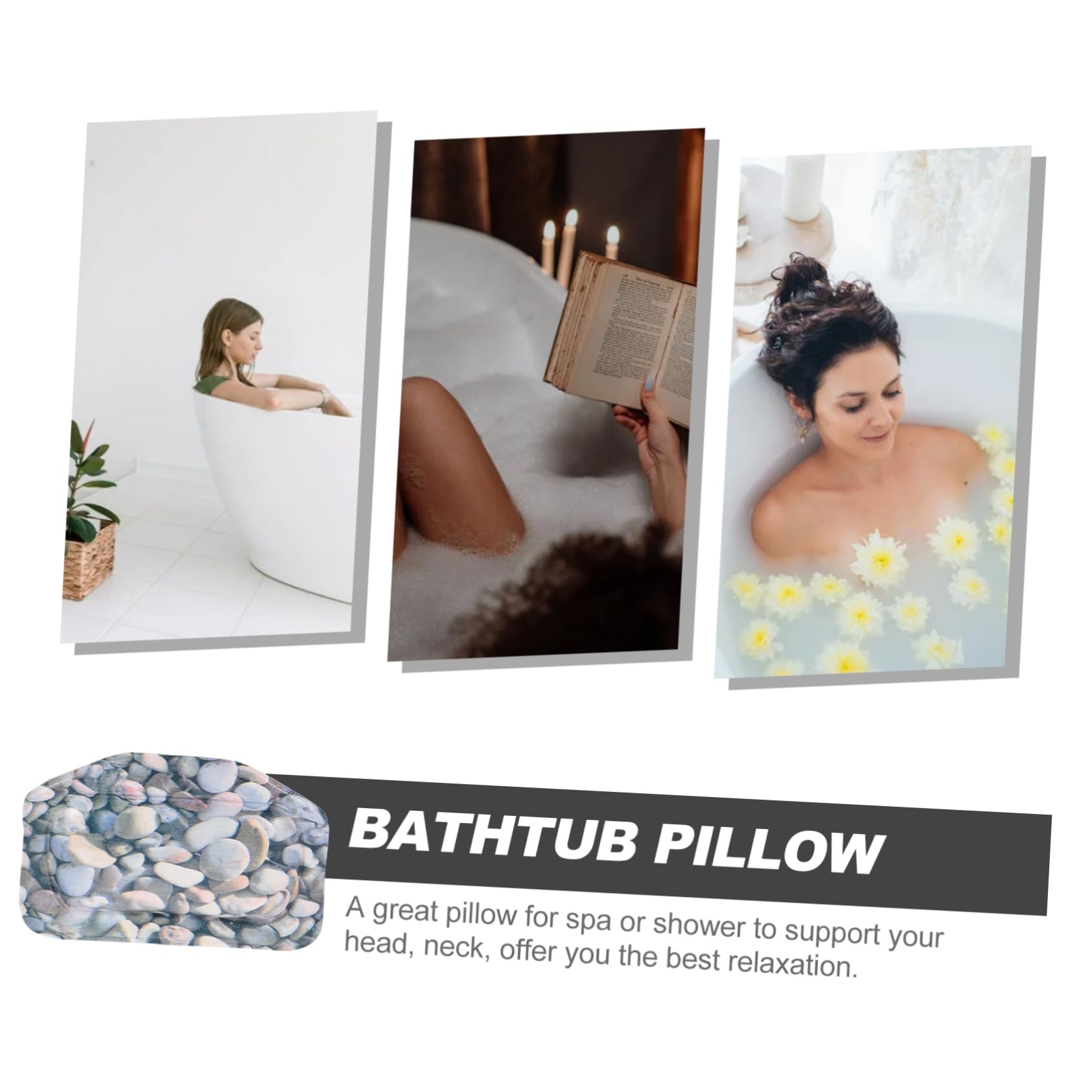 FOYTOKI Neck Pillow for Bathtub Spa Bath Pillow Fatigue Relief PVC Material Stays in Place for Hotels and Home