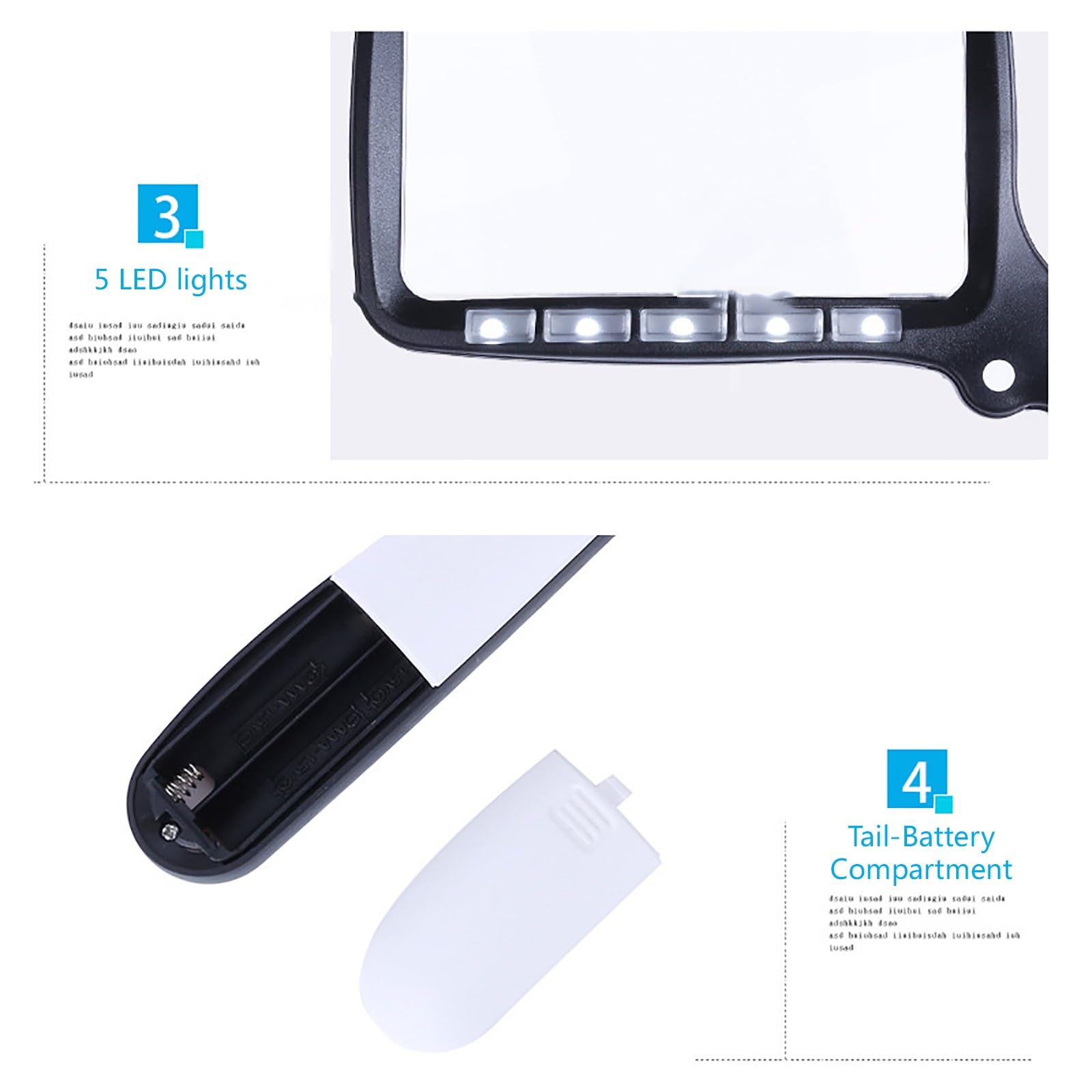Loupe Numérique 2X avec Poignée Pliable, Loupe De Lecture pour Les Personnes Âgées, Aides à La Basse Vision, Loupe De Page pour La Lecture