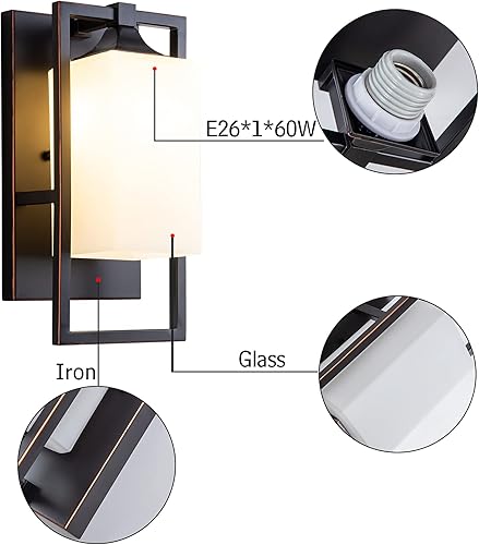 Miniatura 5 de Vintage Bronze Sconces Wall Lighting 1-E26 Lights Bathroom Milk Glass Wall Light Fixtures Indoor Vanity Lights Hallway Bedroom Dining Room Doorway