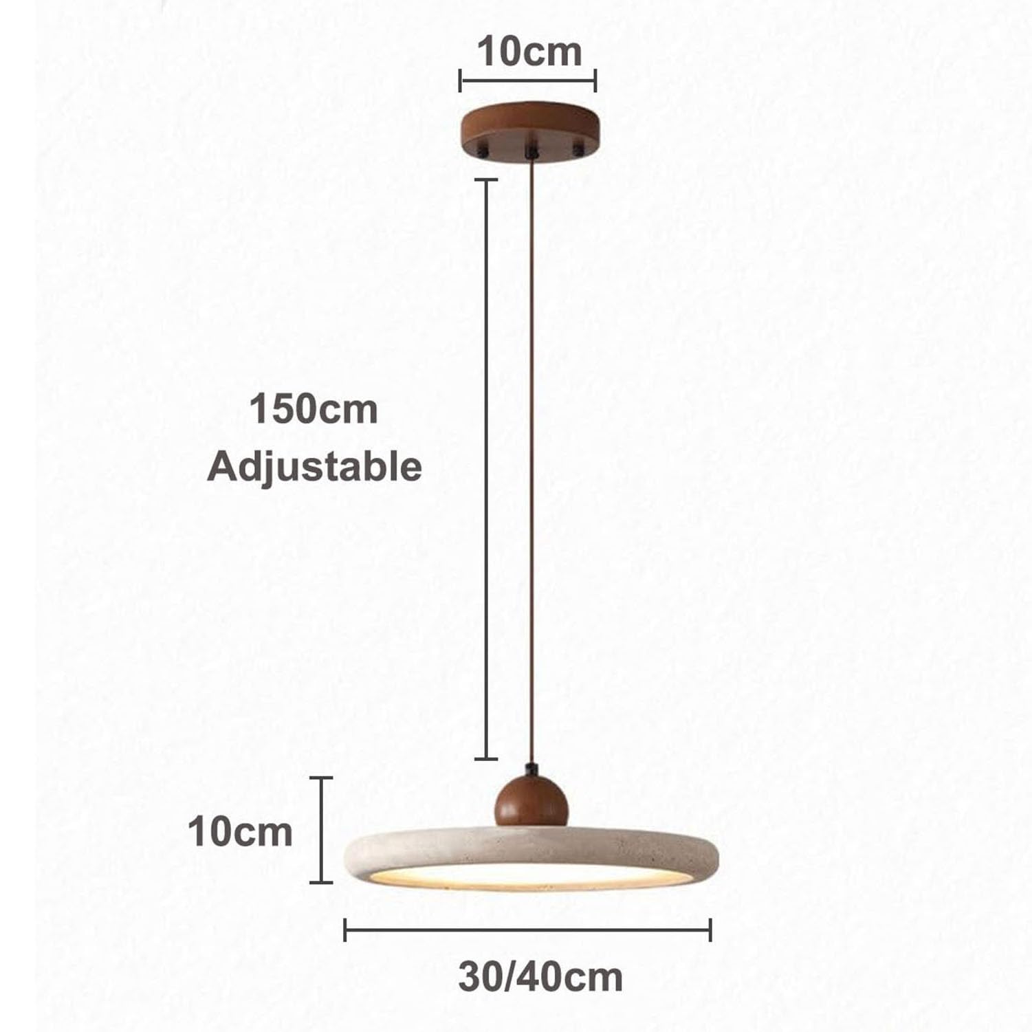 Wabi Sabi Pendelleuchte | Höhenverstellbar & Dimmbar LED mit Naturstein (Gelber Höhlenstein) & Holz | Für Schlafzimmer, Kücheninsel, Essbereich, Wohnzimmer (Walnuss, Ø30cm, Warmweiß)