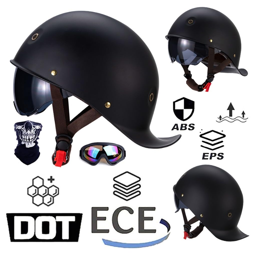 Półskorupowy kask motocyklowy, półotwarty kask typu jet, dopuszczony do użytku przez ECE, motorowera, skutera, skutera, skutera, skutera, kask antykolizyjny, unisex, 57-62 cm