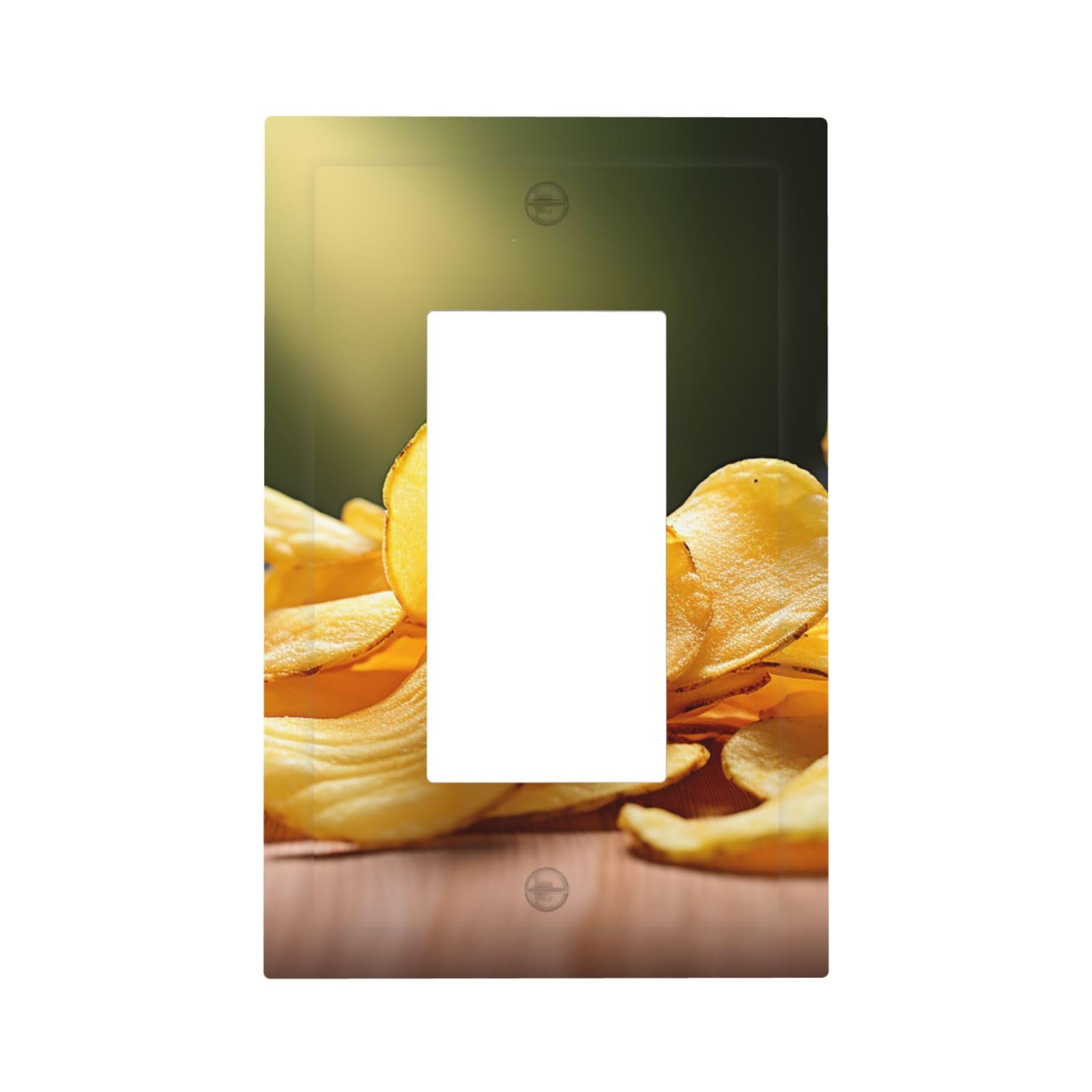 1-Gang Decorator Wall Plate Potato Chips Light Switch Cover Single Gang Receptacle Outlet Wall Plate Mid Size 5" x 3" Wallplate Unbreakable Polycarbonate Outlet Faceplates Covers