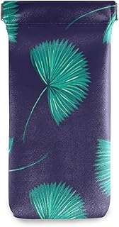 HUSSRITY Eyeglasses Case Tropical Dandelion Sunglasses Pouch Soft PU Leather Squeeze Top Eyeglass Holder Portable Glasses Case For Women Men