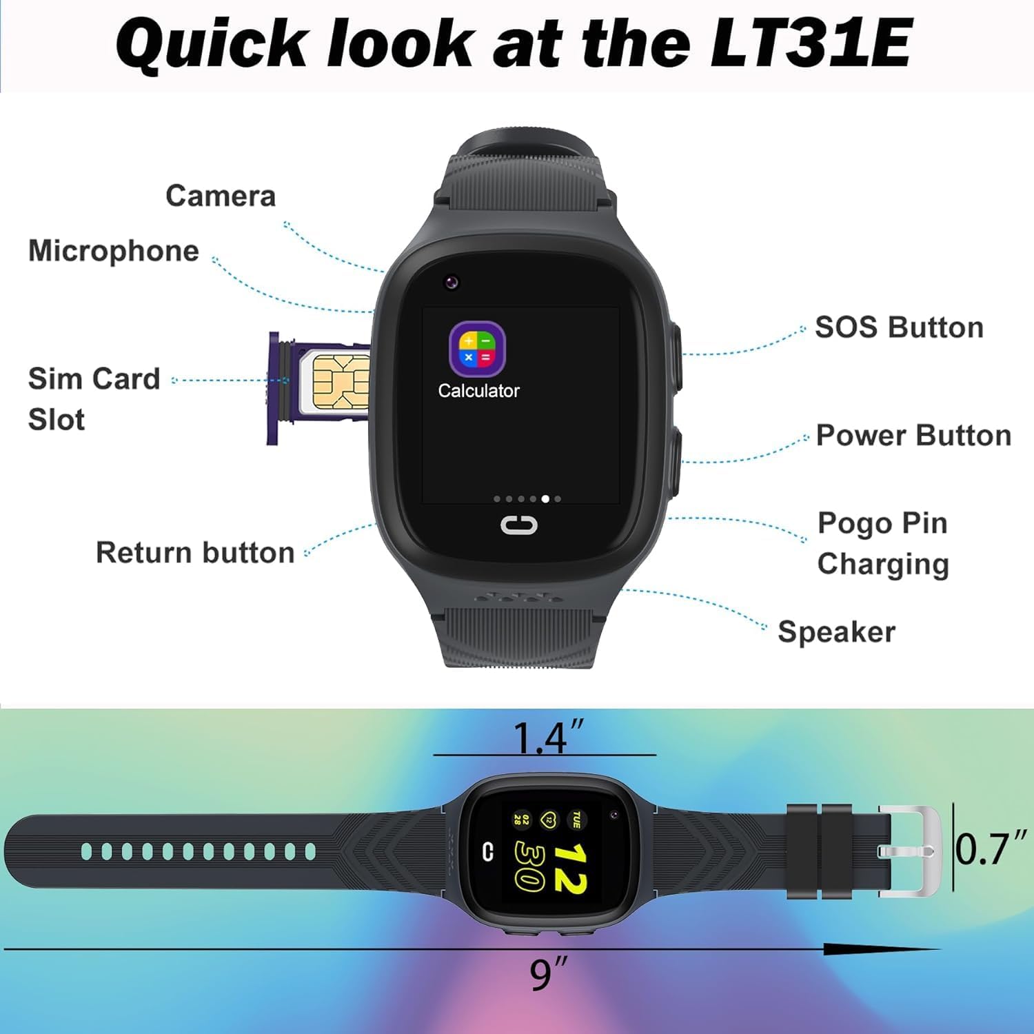 4G Kids Smart Watch Boys with GPS Tracker Location Video Call Cell Phone SOS Calling Voice Chat Camera Alarm Clock Touch Screen SmartWatch Gifts for Age 5-12 Kids (Black)