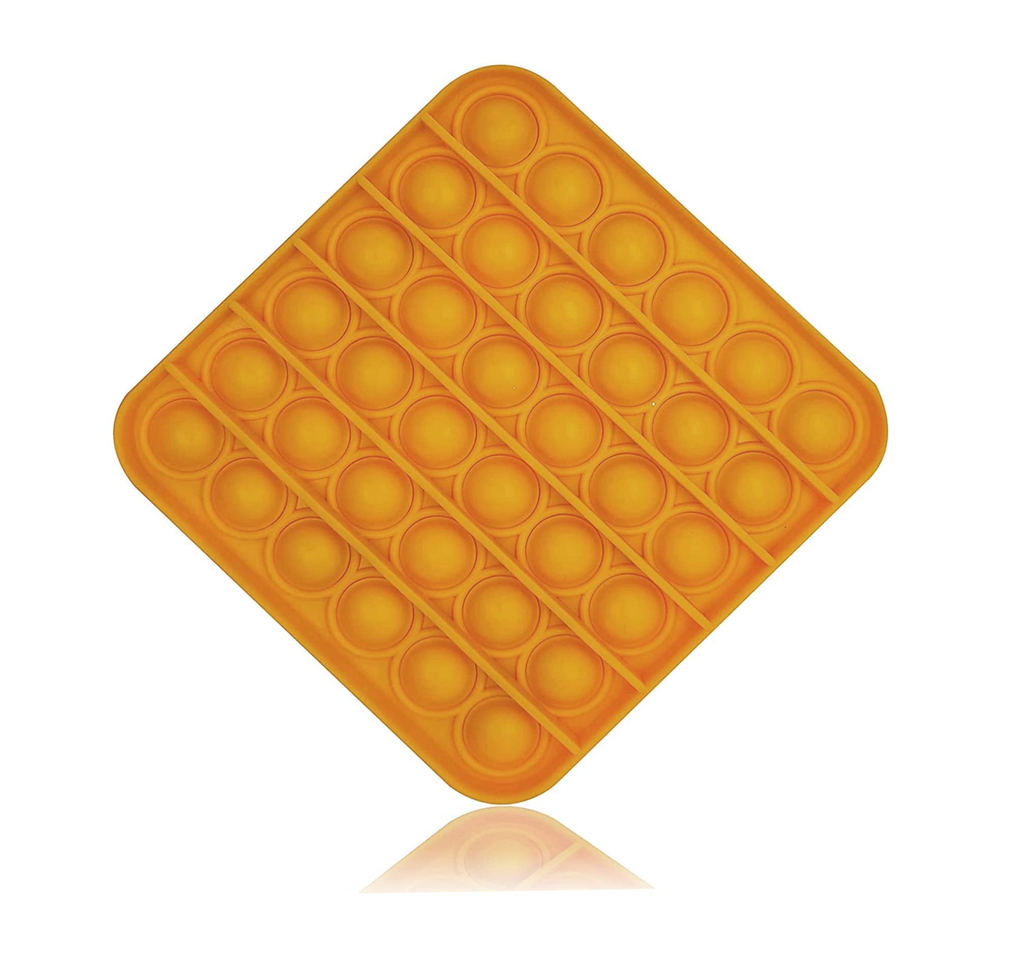 Pop It Push Pop Bubble Fidget Silicone Stress Relief Toy - Square (12x12 cms) (Orange)