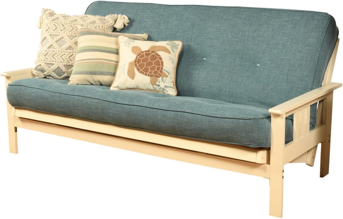Kodiak Furniture Full-Size Futon Cover in Linen Aqua Blue Fabric