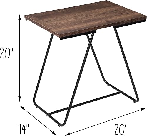 Miniatura 3 de Honey-Can-Do Mesa auxiliar, mesa auxiliar pequeña, mesita de noche alta para sala de estar, dormitorio, oficina, baño, marrón rústico y negro clásico