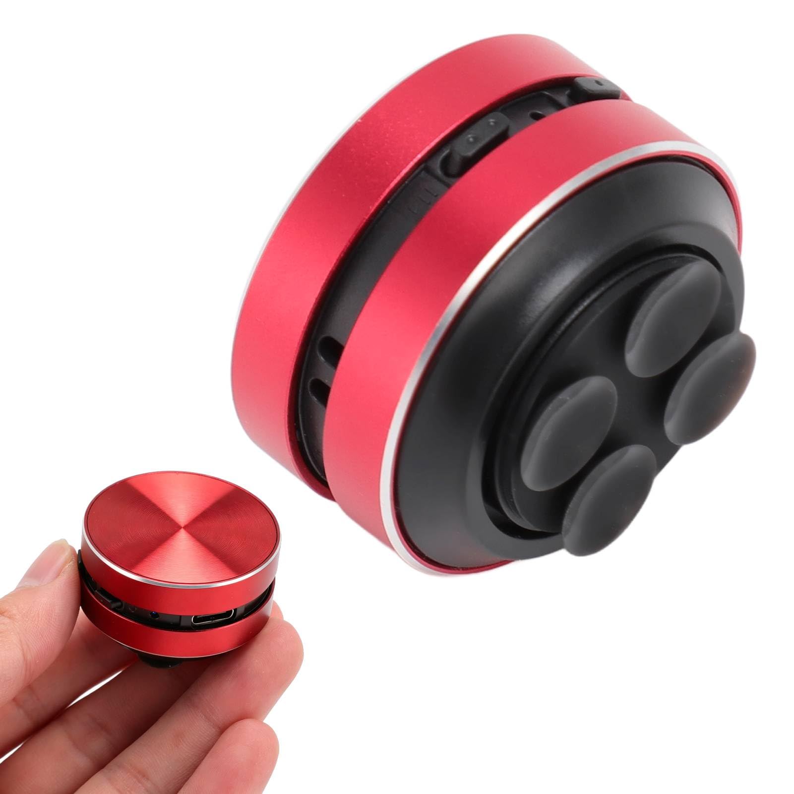 Ultra Mini Bone Conduction Speakers Turn Anythin into Speaker with Suction Cup Stereo Bass Portable Small True Speakers for Home Outdoor Travel (Red)-image-0