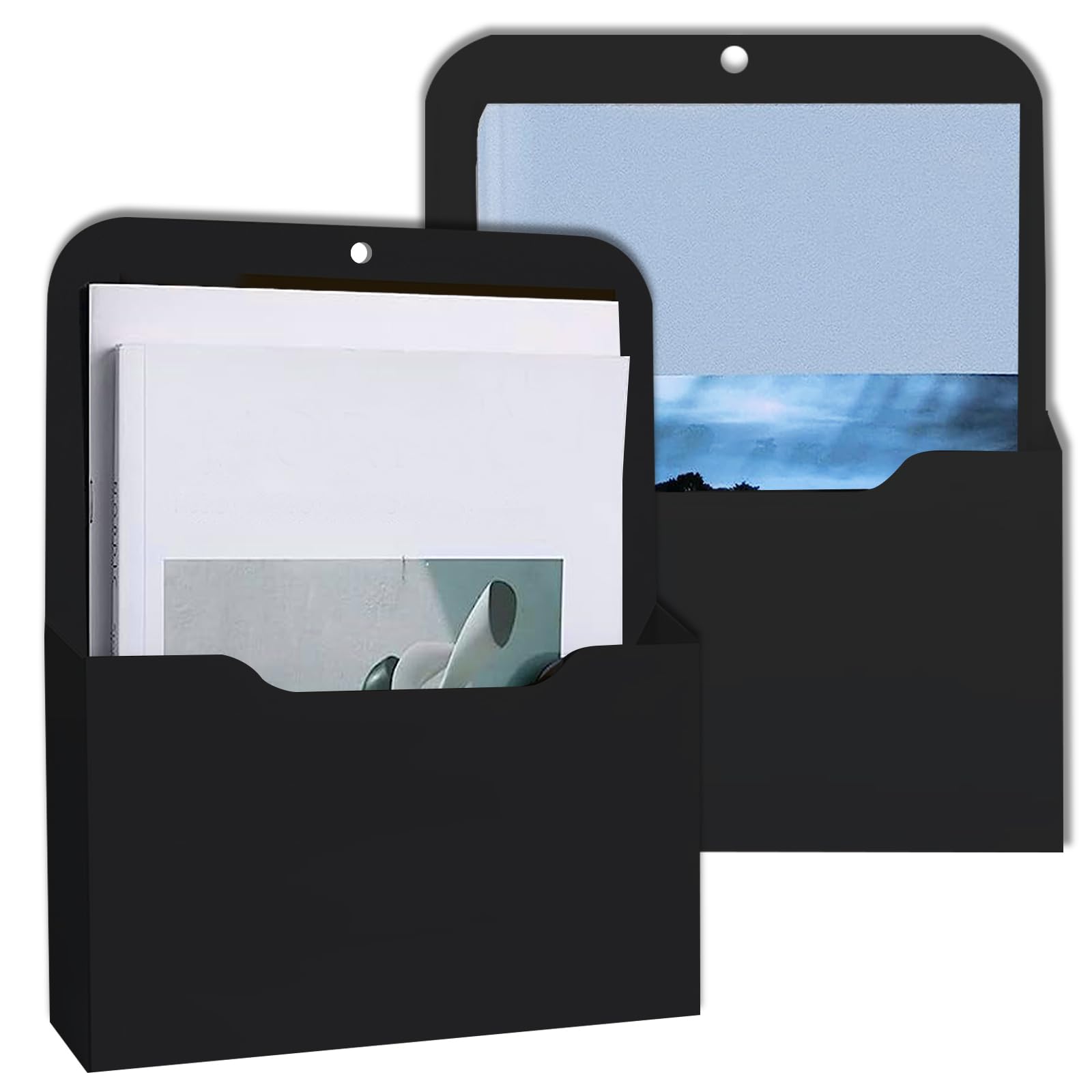 SVUPUE Magnetic File Holder, 2 Pieces PP Plastic, A4 Papers Organizer, for Whiteboards, Fridge, Office Supplies, Storage, Black