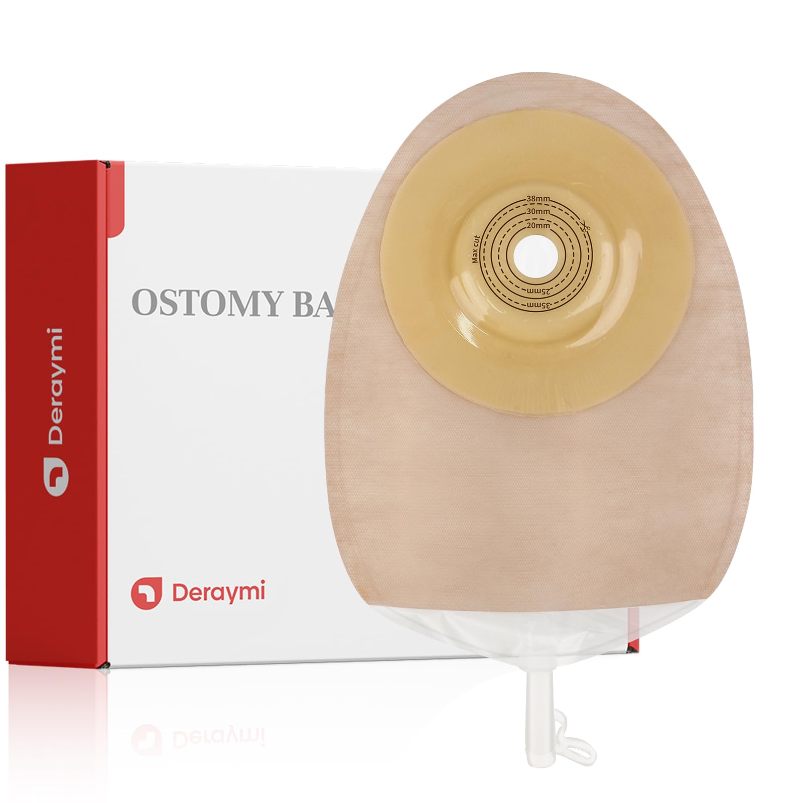 DERAYMI 10 Pack Convex Urostomy Bags for Retracted Recessed stomas Uneven Skin Surfaces, One Piece Drainable Urostomy Pouches with A Belt, Enhanced Anti-Backflow Leak Prevention, Cut-to-Fit 38 mm