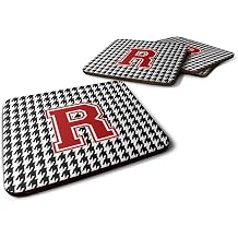 Caroline's Treasures CJ1021-RFC Monogram-Houndstooth Foam Coasters Set of 4, Initial R, 3.5" H x 3.5" W, Multicolor