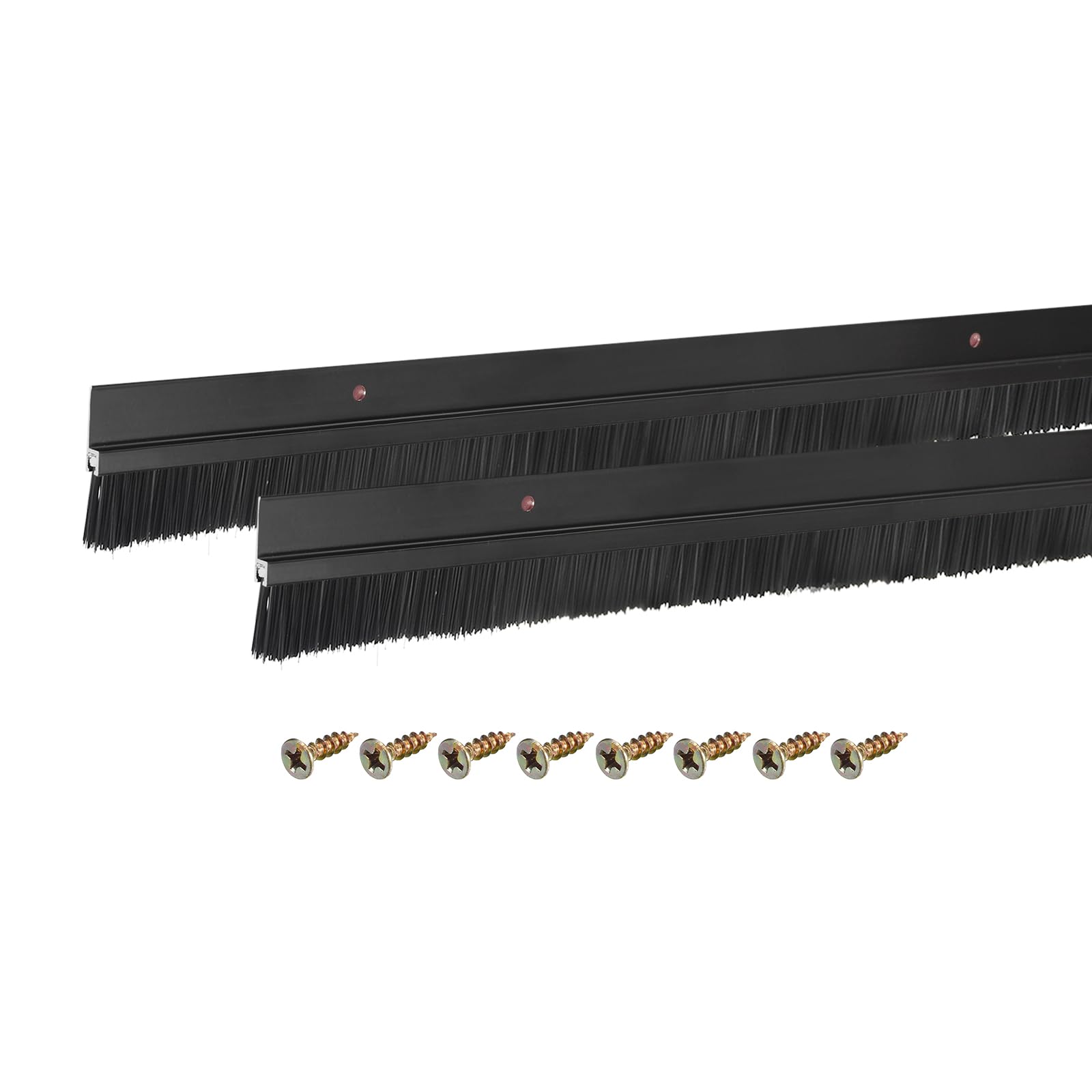 uxcell 2Pcs Door Brush Bottom Sweep H-Shape Aluminum Alloy Base with 0.8-inch Nylon Brush for Home, Industrial (39-inch L x 1.8-inch W, Black)