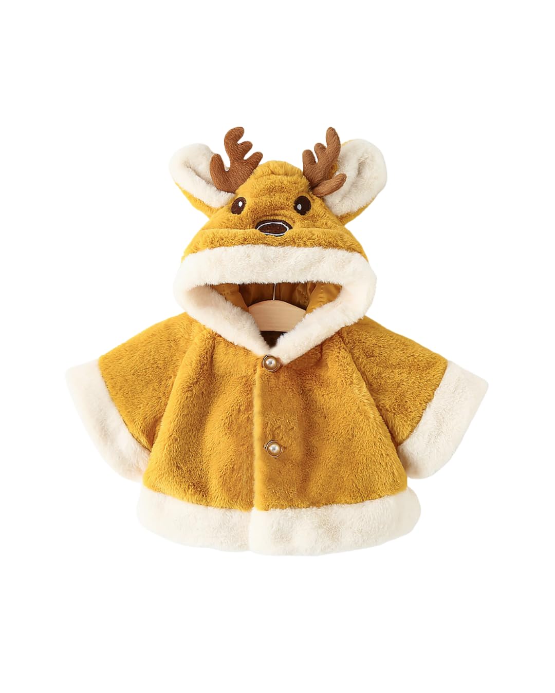 Delmaty Kids Reindeer Cape with Hood with Reindeer, Red/Yelow, 1-4 Years, Hooded, Christmas, New Year (Yellow, 2-3 Years)