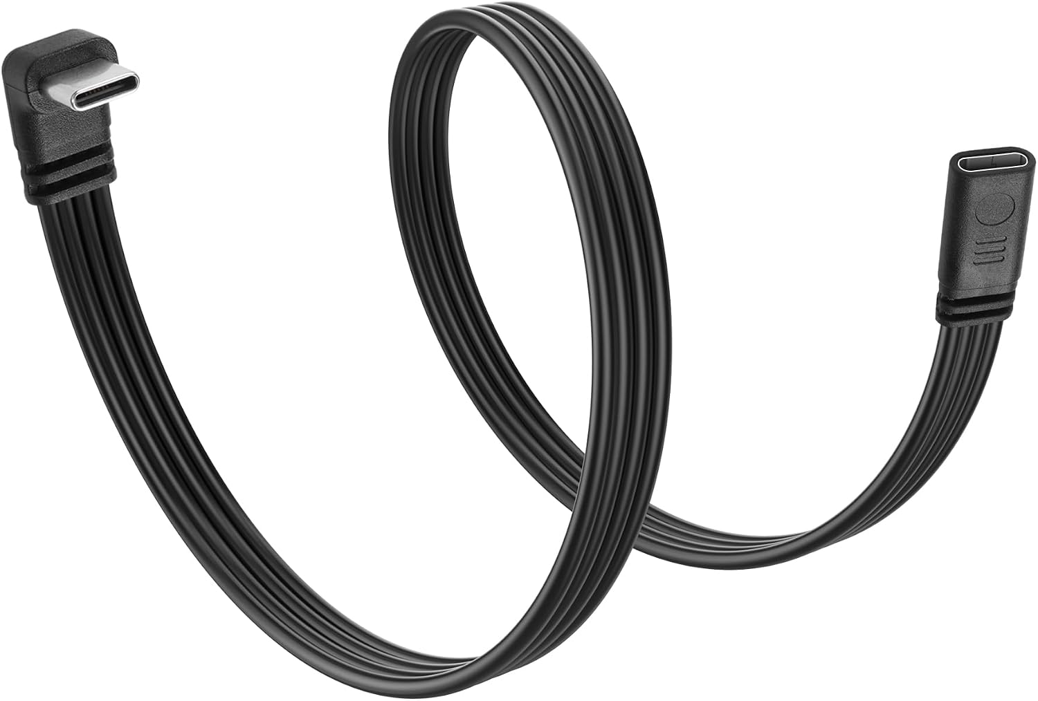 90 Degree USB C 2.0 Male to Female Charging Cable - Flat Type C, 480Mbps Data Transfer, Perfect for Laptop, Phone, Tablet, Car