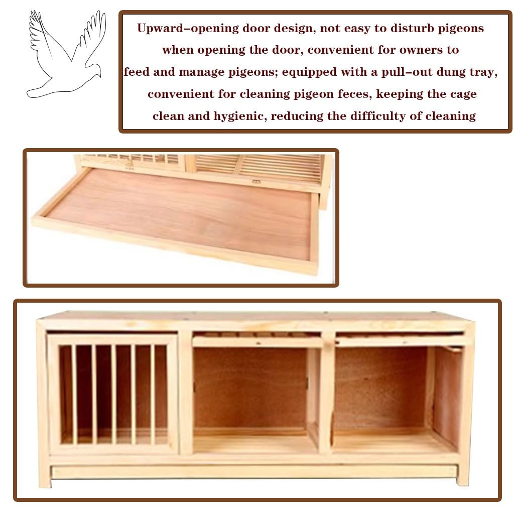 Jaula Grande para Palomas con 3 Puertas, Caja De Cría Interior con Puerta Abatible, Jaula para Aves Apilable, Caja De Apareamiento para Palomas De Pino Y Madera Contrachapada(35IN*1)
