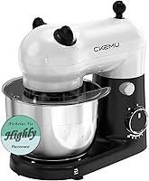 CKEMU SM-2549A Panda Compact Stand Mixer, 3.5QT Stainless Steel Bowl, 300W Motor, Dishwasher-Safe Attachments