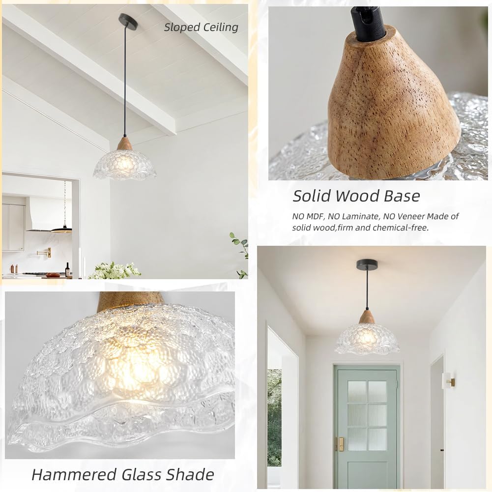 10.55 Inch Modern Pendant Light, Glass Kitchen Island Pendant Lighting Adjustable Height Clear Bowl Small Pendant Light Fixture for Kitchen Sink Dining Room Living Room Bedroom