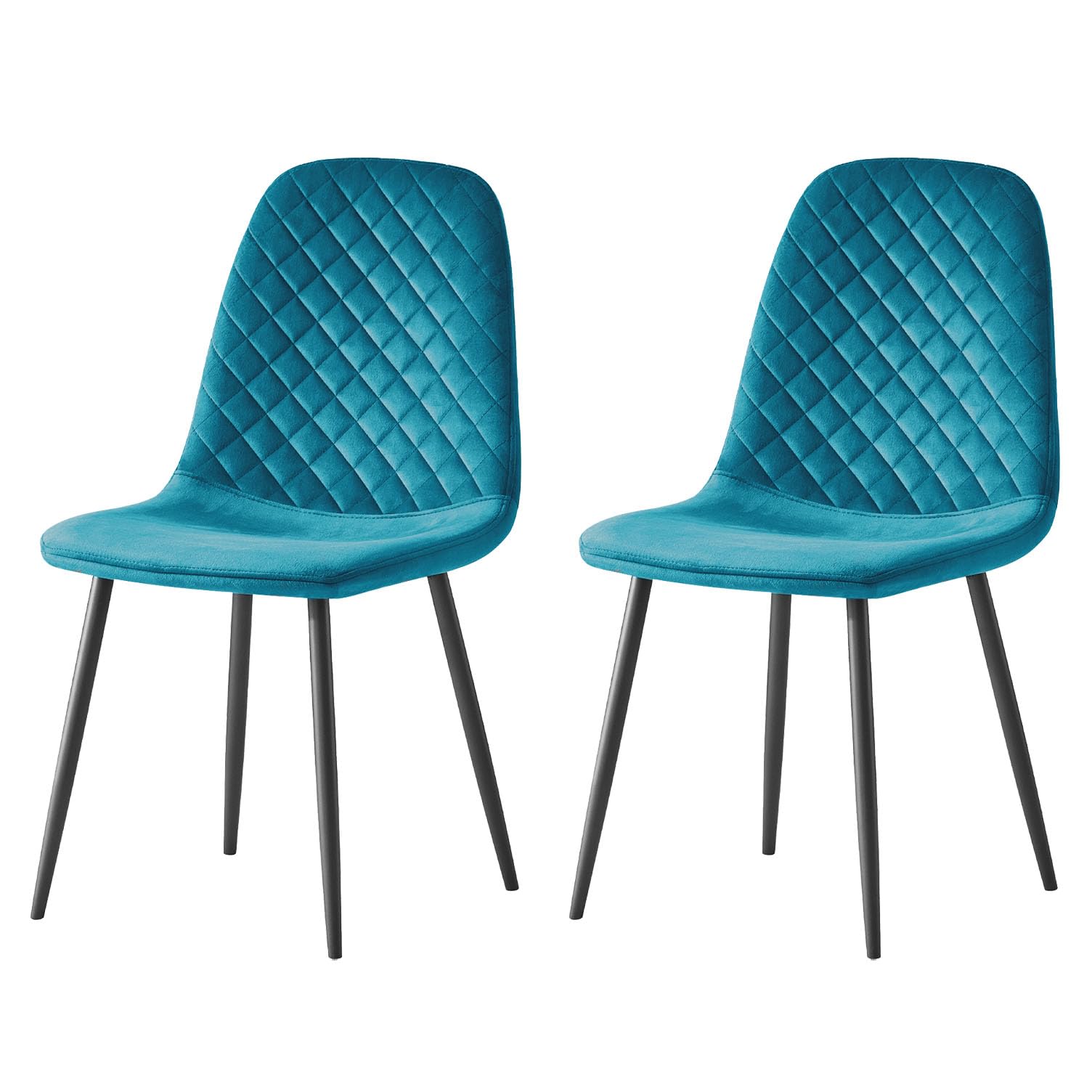 AINPECCA Set of 2 Velvet Dining Chairs Fabric Upholstered seat with Metal Legs Dressing Lounge Home (2, Dark Teal)