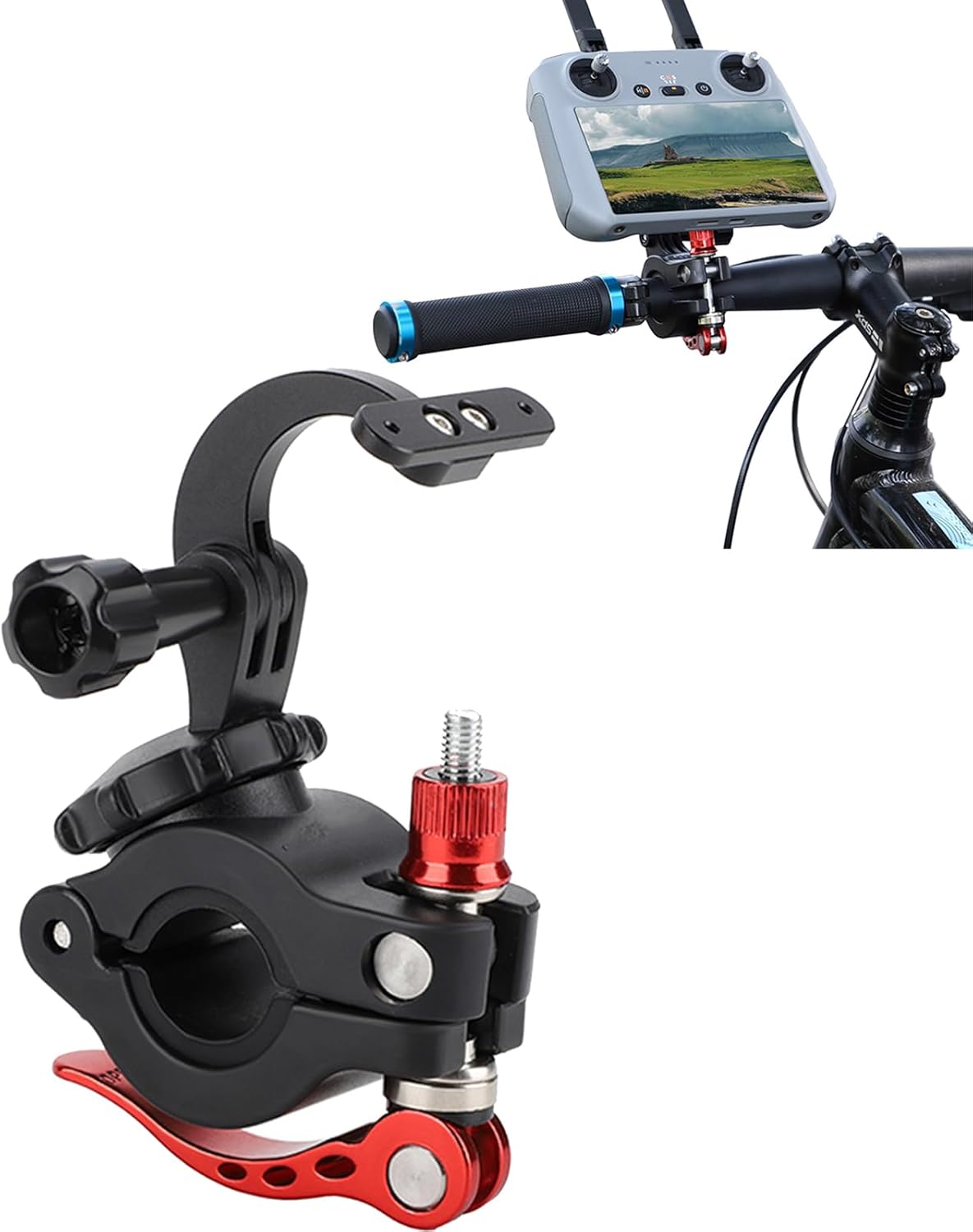 Bike Holder Bar Hand Mount Bicycle Bracket Compatible with DJI RC 2 Controller Bike Mount Adjustable Bike Clamp Clip Adapter for DJI Air 3 Drone Remote Control and Action Camera