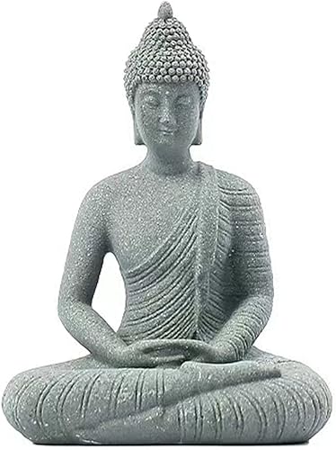 livelyfish Decoración de Buda para pecera, figuras de Buda de acuario, escultura asiática de piedra arenisca de estilo japonés para decoración del