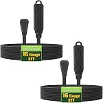 15 Ft 3 Cord d'extension intérieur avec prise plate, 3 Prong solidisé 16/3 SPT-3 Câble d'alimentation avec prise multiprise, blanc, paquet de 2