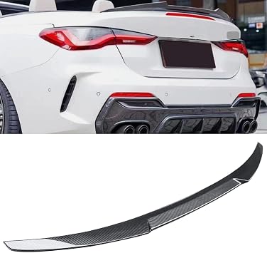 Carbon Fiber Look M4 Style Rear Trunk Spoiler Wing Fits for 2021 2022 2023 BMW 4 Series Convertible G23 G83 M4 ABS Tailgate Splitter Deck Lid Lip Body Kits Trim