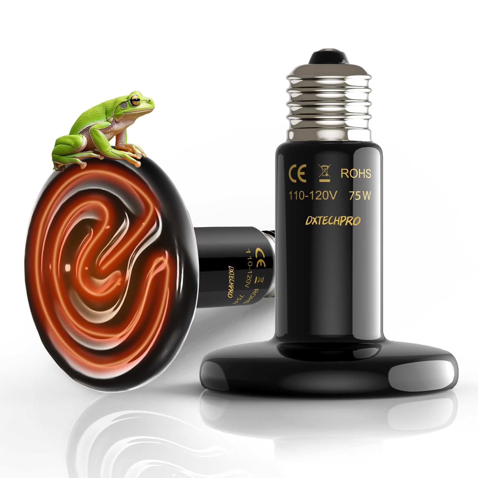 【セットまとめ売り】 爬虫類 湿度管理 ライト、ヒートドーム ヒーター ライト Amazon | DXTECHPRO 75W 2個 爬虫類 ヒーター ライト 赤外線
