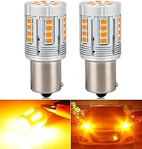 S25 LED Turn Signal Valve with Different Pin Angles, 150° Genuine Amber, High Fla Prevention, Built-in Resistor, S25 Single, BAU15S, PY21W, 3200LM Universal Car, 12V/24V Car, For