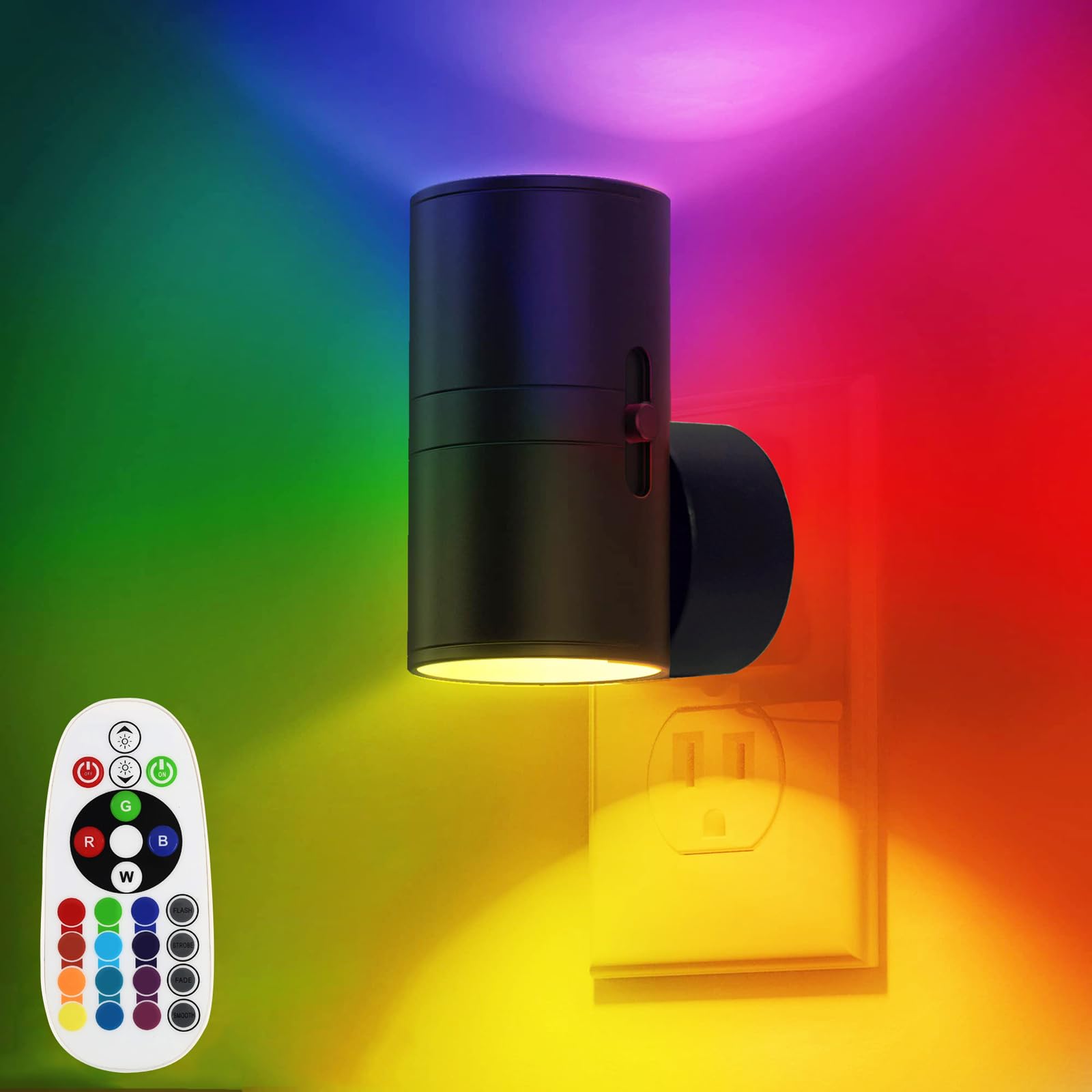 Decovasse Dimmable Night Lights - Modern & Vintage LED Night Light Plug in with Dusk to Dawn Sensor for Bedroom Hallway (RC RGB)