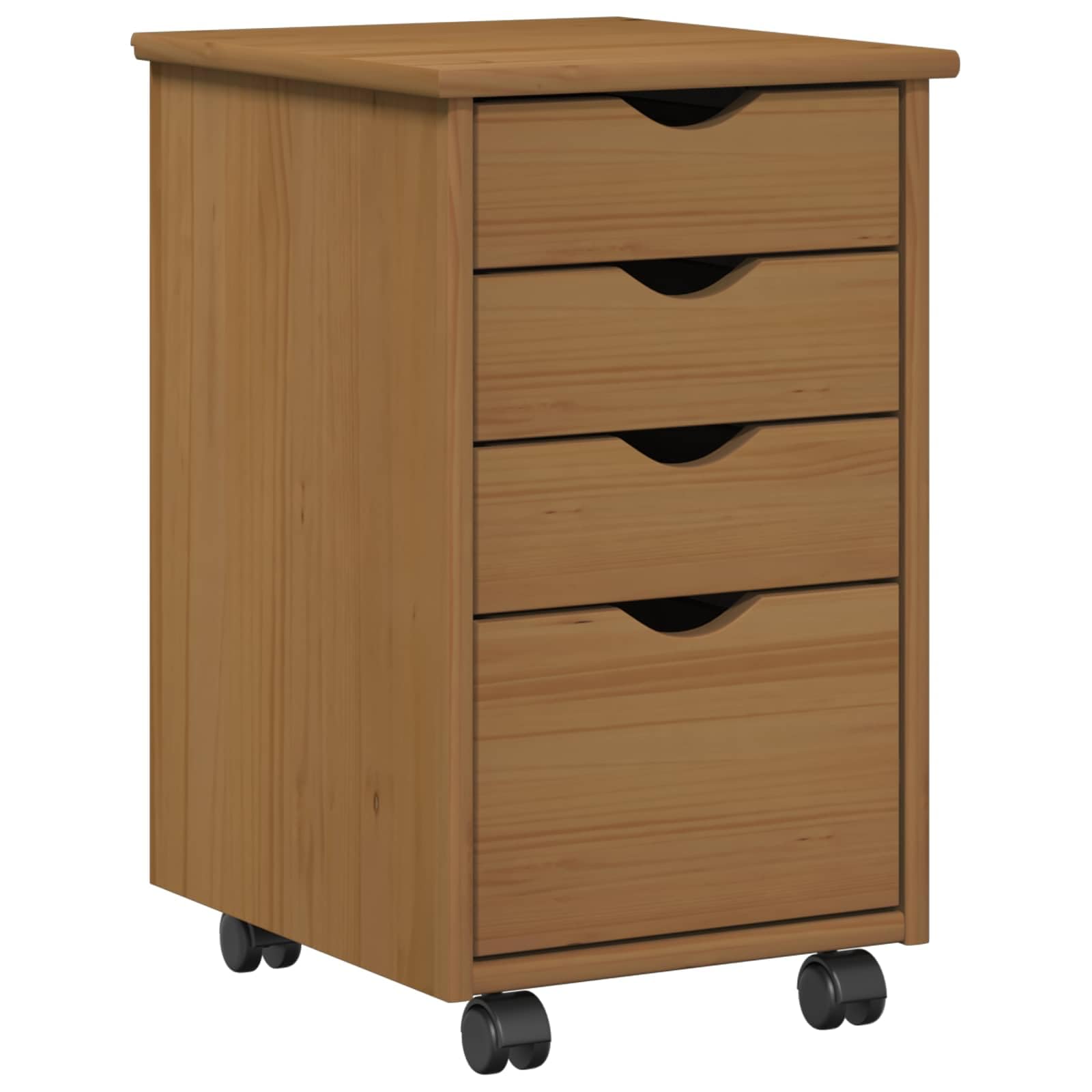 Mobiletto con Ruote MOSS in Pino Marrone 34x39x56 cm