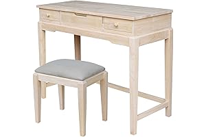 International ConceptsUnfinished Vanity Table with Bench